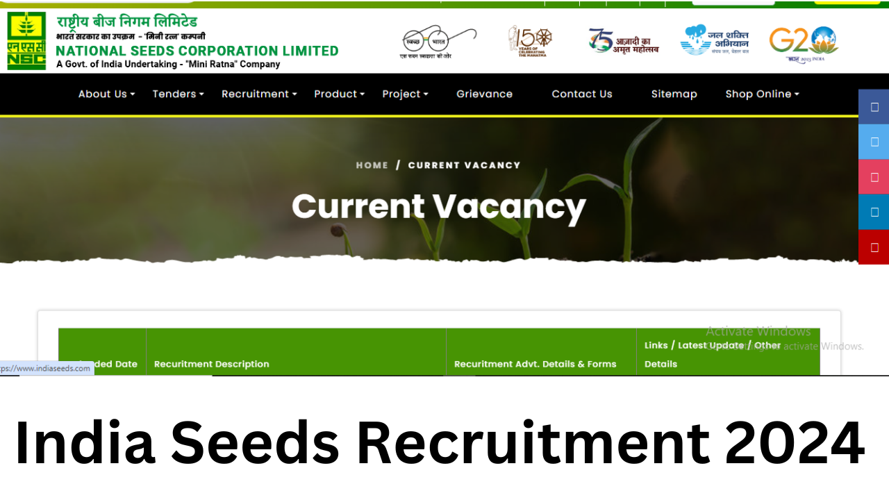 India Seeds NSCL Recruitment 2024